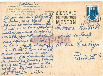 Cap Martin — Widok Cap Martin — Wydawca nieznany, numer serii nie widoczny — Rewers