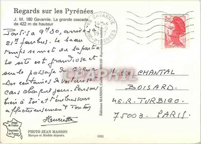 Cachoeira de Gavarnie — Pirineus — Éditions Masson n°0585 — Verso
