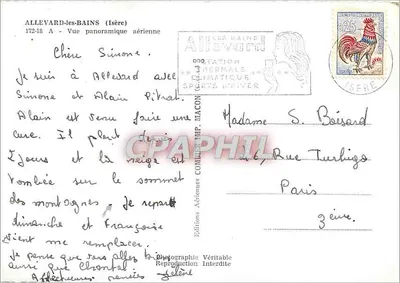 Allevard-les-Bains (Isère) — widok panoramiczny z lotu — Wydawnictwo Lotnicze Komercyjne — Rewers