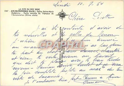 Annoncja — Środkowa część tryptyku — Société Éditions de France, nr 2067 — Rewers