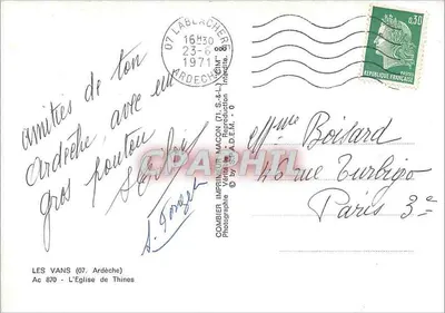 A igreja de Thines — Les Vans (07, Ardèche) — Combière Imprimeur (71 S.&L.) — Verso