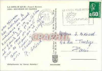 Cannes — panoramica z mimozą — Wydawnictwo 'MARTIN' z Nicei — Rewers