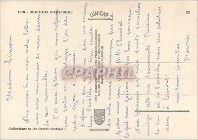 Castelos da Auvergne — Cordes, Val, La Batisse, Murol, Tournœil, Royat, o Paradis, Besse-en-Chandesse — Editor LUMICAD — Verso