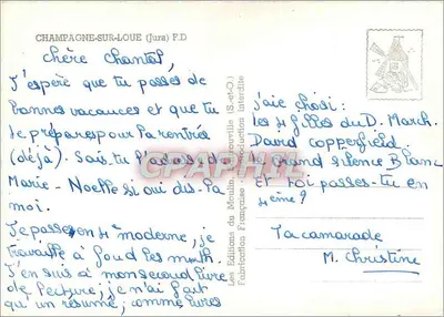 Champagne-sur-Loue — collage artístico com fotos e mapa da França — Éditions du Moulin — Verso