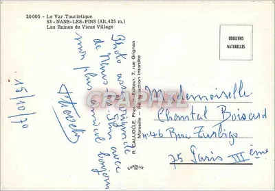 As Ruínas do Velho Village — Nans-les-Pins (Var) — R. CAUJOULE Éditeur — Verso