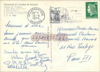 Gorges da Ardèche — vista panorâmica — Éditions Jean-Jaurès, n° 91 — Verso