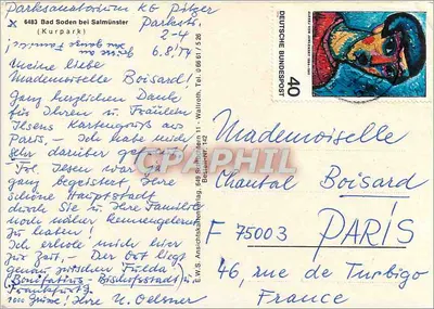 Parque de Salmünster — Kurpark — editor E.W.S. Anschlankarten-Verlag — Verso