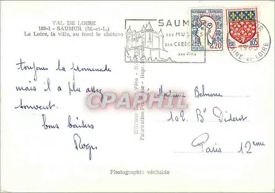 Saumur — Loira, w tle zamek — Wydawnictwo Vétu - Fotokopia — Rewers