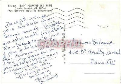 Saint-Gervais-les-Bains — Algemene uitzicht vanaf het Teleférico — Uitgaven Gellard, Bron — Achterkant