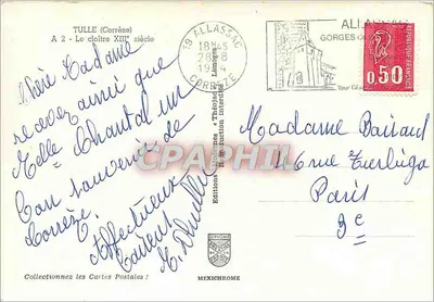Tulle (Corrèze) — Widok klasztoru z XIII wieku — Wydawnictwo Théodames, Limoges — Rewers
