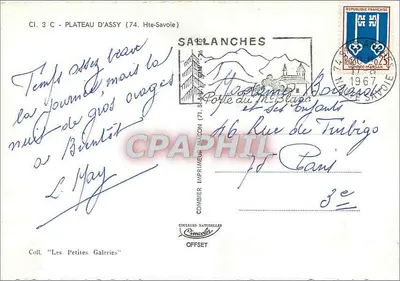 Plateau d'Assy — vista panorâmica e igreja — editor Comber Imprimeur, N° CI. 3 C — Verso