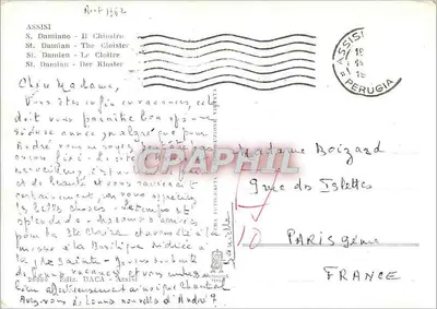 Assisi - O Claustro — São Damaso — The Cloister — St. Damian — Der Klostert — Editor D.A.C.A. - n° 26589 — Verso