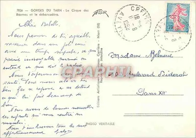 Gorges do Tarn — O Circo das Baumes e o desembarcadouro — Edições Artísticas Garrière — Verso