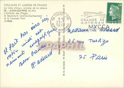 Juan-les-Pins — A Costa Azul, praia e boulevard — Edições A.M. Jean-Jaurès — Verso