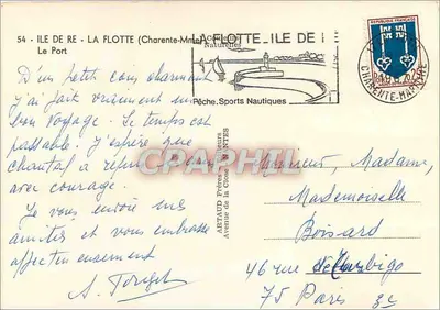 O Portos de La Flotte — Ilha de Ré — Editor: Artaud Frères, N°54 — Verso