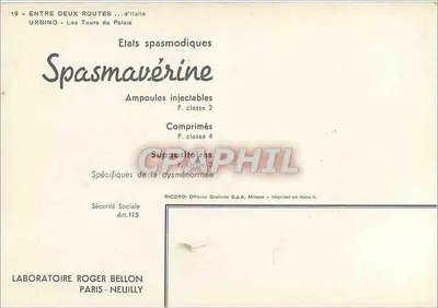 Urbino — Wieże Pałacu — Ricordi Officine Grafiche S.p.A. Milano — Rewers