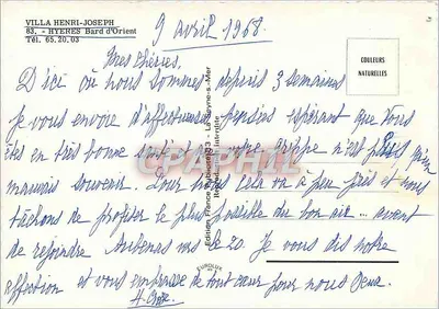 Villa Henri-Joseph — Hyères, França — Edição Eurolux — Verso
