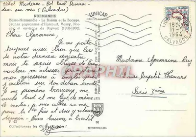 Jovens camponesas de Harcourt - Normandia — Edições M. Huet, série 62 — Verso