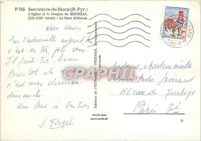Sauveterre-de-Béarn — A Igreja e o Donjon de Monréal (séculos XII-XIII) — Edição fotográfica EUROCOLOR MP — Verso