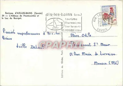 Abbatia Hautecombe — Jezioro Bourget — Wydawnictwo Globe, Paryż — Rewers
