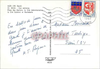 Alès (30 Gard) — Widok z lotu na Administracyjny Zamek, Szkolny Zamek i Rochebelle — CIMP — Rewers