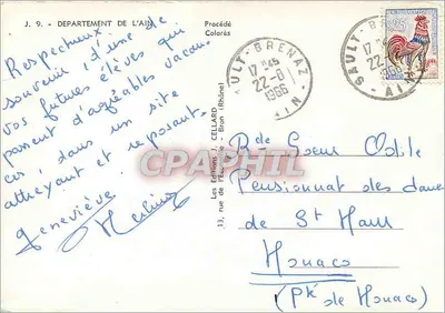 Ain — Carte postale touristique avec carte et photos de lieux — Les Éditions J. Cellard — Verso