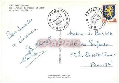 Avallon (Yonne) — Portal Kościoła Świętego Lazara i dom z XV wieku — Combiér Imp. Nievre — Rewers