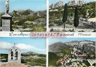 As Alpes Comtatinas de Montmirail (Vaucluse) — vista panorâmica — Fabricação francesa, cliché Augier