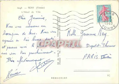 Sens (Yonne) — Hotel de Ville — Wyd. E. Mignon — Rewers