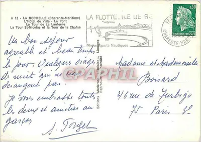 La Rochelle — vista panorâmica com torres e veleiros — — Verso