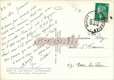 Gorges do Tarn — paisagem e figura — Sociedade das Cartas Postais APA-POUX — Verso