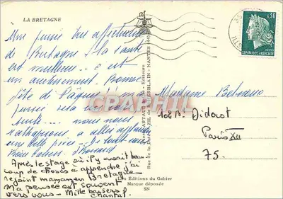 A Bretanha — cartão postal panorâmico com mapa e vistas de locais — Éditions de la Datar de la Datar — n° SN — Verso