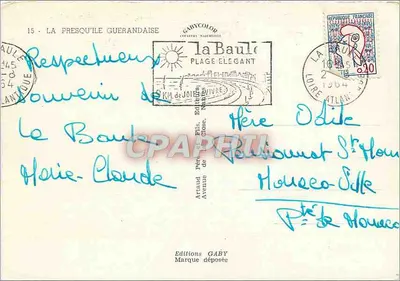 Presqu'île Guérandaise — Ilustrowana kartka pocztowa — Éditions Gaby — Rewers