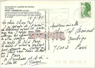 Port Plaisance i cała scena 'Mille Sabords' — Les Landes — Wydawnictwo Yvon — Rewers