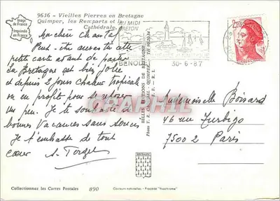 Quimper - Catedral — Béllis Éditions de Bretagne, n°890 — Verso