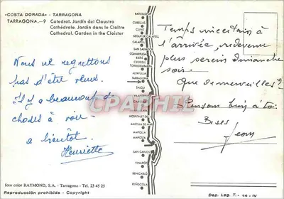 Tarragona — Katedra. Ogród w klasztorze — fotografia RAYMOND S.A. — Rewers