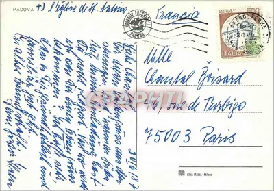 Padova — igreja de São Nicolau, igreja de São Antônio, palácio dos Dóis, ponte e estátua — Kina Italia — Verso