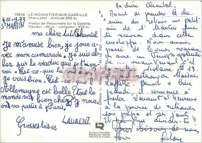 Viaduto de Recoumène sobre a Gazelle — Le Monastier-sur-Gazeille — Edições L. ROCHER — Verso