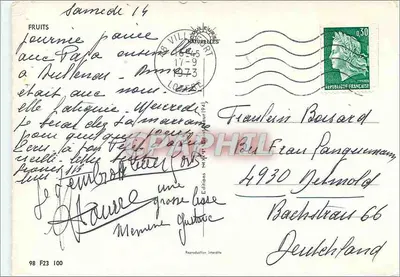 Castanha — Editor: Edições Frutas Naturais — N° 98 F23 100 — Verso