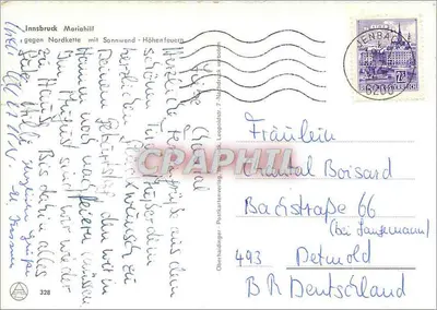 Innsbruck - nachtvis van de Nordkette met bergvuur — Oberhaidinger Postkartenverlag, n° 328 — Achterkant
