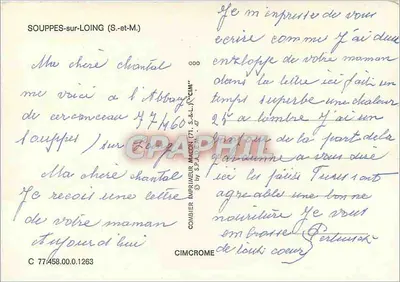 Souppes-sur-Loing — widok lotniczy dzielnic, jeziora i rzeki — wydawca Combier — Rewers
