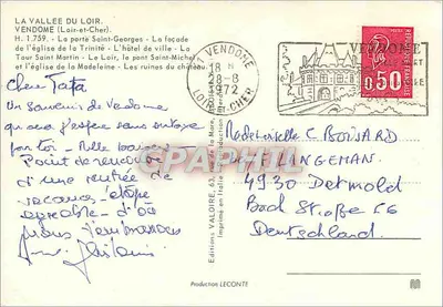 Vendôme — Widok panoramiczny — Wydawnictwo LECONTE — Rewers