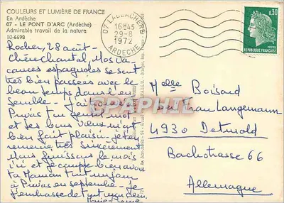 O Ponte d'Arc — Ardèche — editor JUON n°10-6698 — Verso