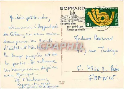 Am sagenumwobenen Deutschen Rhein — Miejsce: Boppard, z widokami Loreley, Festung Rheinfels, Burg Gutenfels itp. — Cramers KG, Rh 554 — Rewers