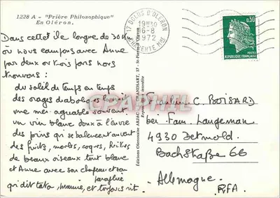 Modlitwa z Oleron — wydawnictwo Éditions Oleronaises — ARJAC — Rewers