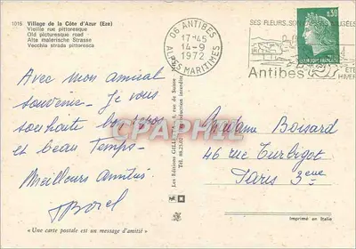Eze — Miasto Côte d'Azur — Wydawnictwo GILLIARD, nr 1016 — Rewers