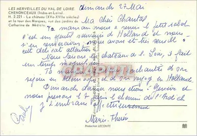 Chenonceaux — Castelo e Torre das Marcas, Jardins de Catherine de Médicis — Edição Valoire — Verso