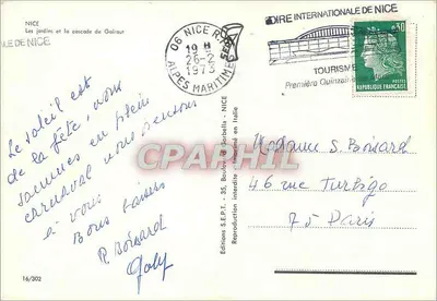 Ogród i kaskada w Gaïraut — NICE — Wydawnictwo S.E.P.T. - 35, Boulevard Gorbella — Rewers