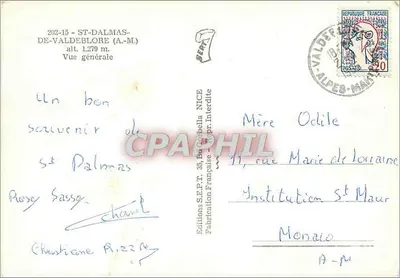 Saint-Dalmas-de-Valdeblore — Vista general — Ediciones S.P.T. 25, Ba-Corbella, Nice — Reverso