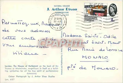 Las Houses of Parliament en Londres — J. Arthur Dixon, n° 657 — Reverso